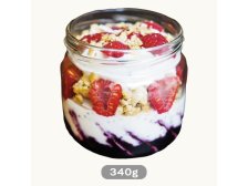 Jogurt hotový Řecký hit 340 g (řecký základ s chia, ovocným müsli a malinami)