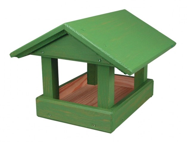 Krmítko dřevěné č.13 24 x 30 x 20 cm zelené - Vybavení pro dům a domácnost Nábytek zahradní, květináče, truhlík