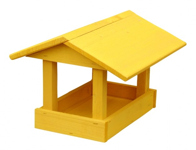 Krmítko dřevěné č.11 24 x 30 x 20cm žluté - Vybavení pro dům a domácnost Nábytek zahradní, květináče, truhlík