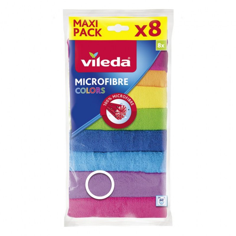 Utěrka Vileda Microfibr Colors mikrovlákno balení 8 ks - Pomůcky ochranné a úklidové Pomůcky úklidové Hadry, utěrky, ubrousky