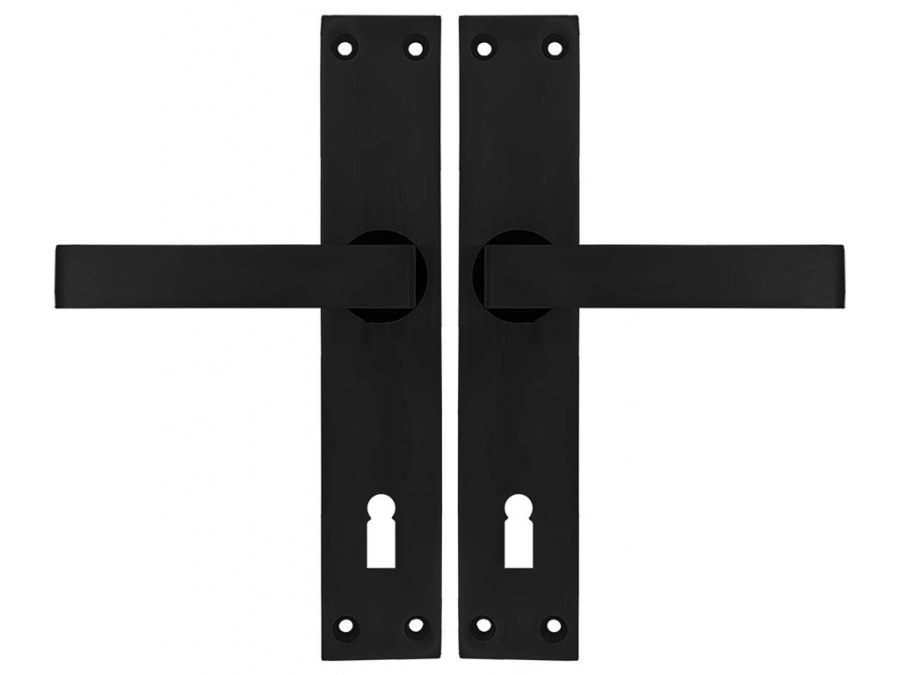 Kování dveřní 26101 klika/klika 90 mm klíč hliník černá mat blistr ESO - Kliky, okenní a dveřní kování, panty Kování dveřní Kování dveřní mezip. hliník, bez PÚ