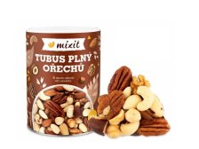 Směs ořechů para, kešu, mandle, vlašské, lískové, pekanové 350 g MIXIT (tubus plný ořechů)