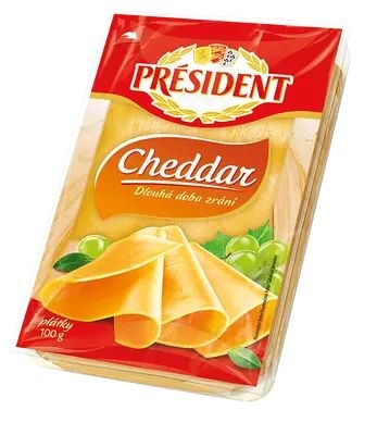 Sýr PRÉSIDENT cheddar plátky 100 g - Delikatesy, dárky Ostatní