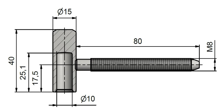 Závěs dveřní 80/10 VD M8x80 vrchní díl, pravo-levý LAK RAL 9005 - Kliky, okenní a dveřní kování, panty Závěsy (panty) Závěsy dveřní