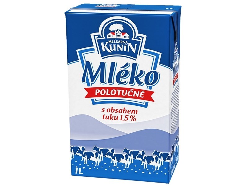 Mléko trvanlivé polotučné 1,5% 1l KUNÍN - Delikatesy, dárky Ostatní