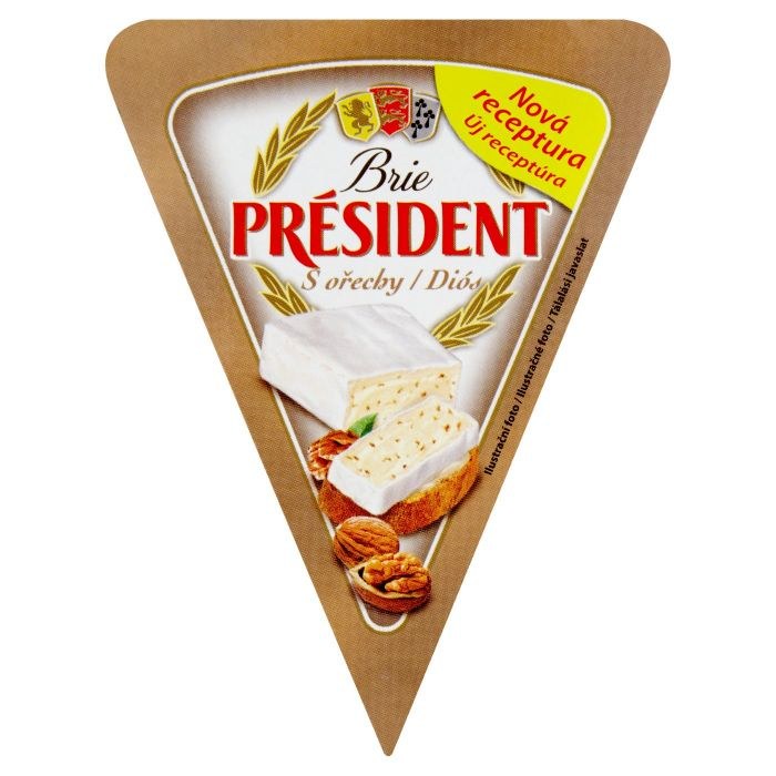 Sýr PRÉSIDENT plísňový Brie vlašské ořechy 125 g - Delikatesy, dárky Ostatní