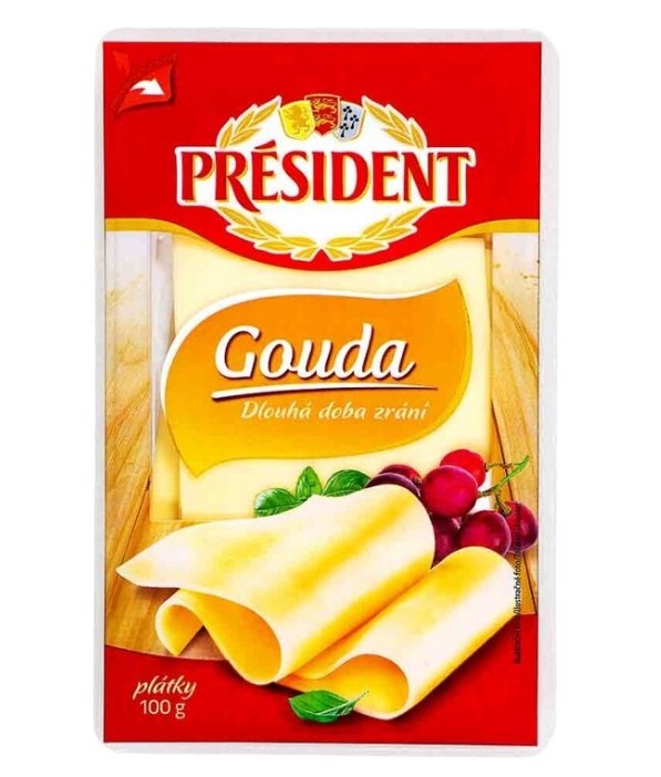 Sýr PRÉSIDENT gouda plátky 100 g - Delikatesy, dárky Ostatní delikatesy