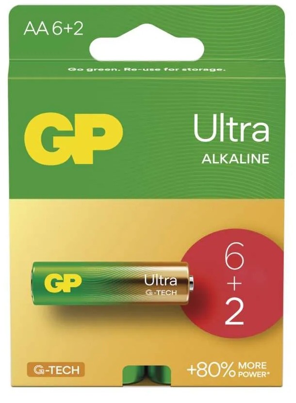 Baterie alkalická B02218 - GP ULTRA AA (LR6) 8 ks v krabičce NEROZBALUJE SE - Vybavení pro dům a domácnost Baterie - monočlánky, příslušenství