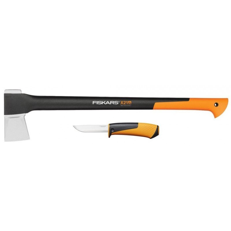 Set Sekera Fiskars X21 + nůž Hardware, 1025436, FISKARS - Nářadí ruční a elektrické, měřidla Nářadí ruční Sekery, kalače, přísl.