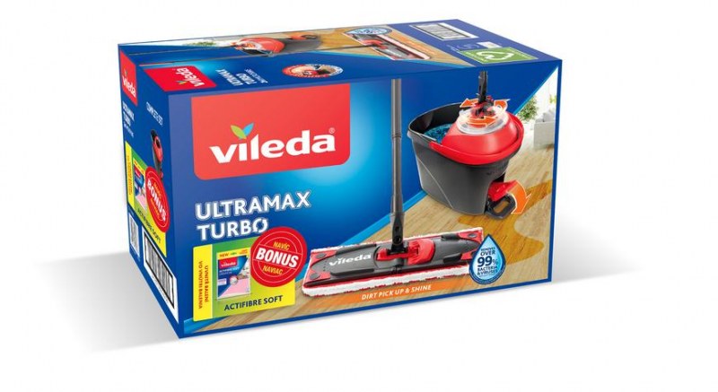 Souprava uklízecí Vileda Ultramax TURBO mop+vedro+hadr Actifibre Soft - Pomůcky ochranné a úklidové Pomůcky úklidové Mopy a příslušenství