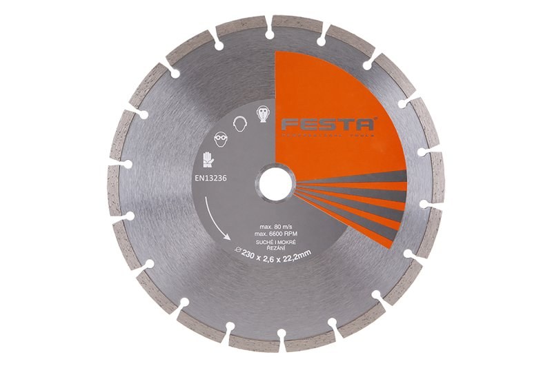 Kotouč diamantový segmentový 230 x 2,6 x 22,2 mm FESTA - Brusivo, vrtáky, závitořezy, kartáče Brusné a řezací materiály Kotouče diamantové