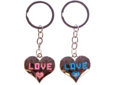 Přívěsek srdce niklové, modré a růžové