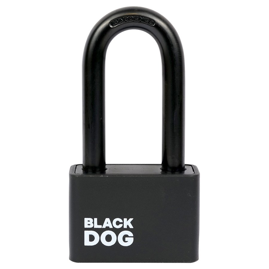 Zámek visací ocelový RV.BLACKDOG.50.PL prodloužený třmen černý 5 klíčů (balení 6 ks) - Vložky,zámky,klíče,frézky Zámky visací Zámky visací bezpečnostní