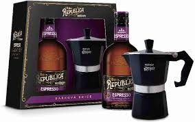 Rum Božkov Republica Espresso 0,5 l 33% s moka konvičkou dárková sada - Whisky, destiláty, likéry Rum