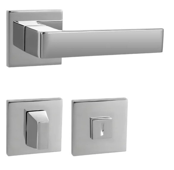Kování rozetové HIT-HR SQ6 klika/klika WC chrom lesklý OC Kování rozetové HIT-HR SQ6 klika/klika WC chrom lesklý OC - Kliky, okenní a dveřní kování, panty Kování dveřní Kování dveřní mezip. chrom, nikl, nerez