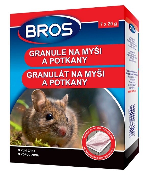 Návnada ve formě granulí pro myši a potkany BROS 7x20 g - Vybavení pro dům a domácnost Odpuzovače, lapače, pastičky