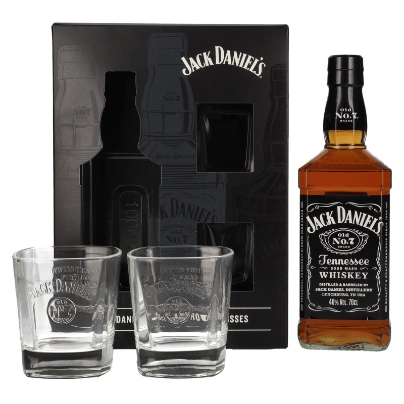 Whisky Jack Daniels 40% 0,7 l + 2x sklo v kazetě - Whisky, destiláty, likéry Whisky