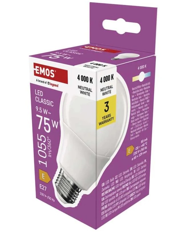 Žárovka LED ZQ5E53 LED CLS A60 9,5 W (75 W) 1055 lm E27 NW - Vybavení pro dům a domácnost Svítilny, žárovky, elektrické přísl.