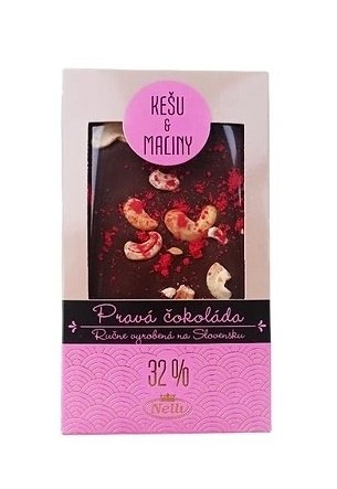 Čokoláda mléčná 32% kešu a maliny 80 g Nelli Čokoláda mléčná 32% kešu a maliny 80 g Nelli - Delikatesy, dárky Čokolády, bonbony, sladkosti