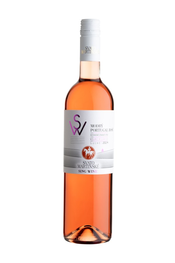 Víno Svatomartinské Modrý Portugal rosé 2024 MZV suché, 0,75 l č. š. 10-24 alk. 12,5% - Víno tiché Tiché Růžové