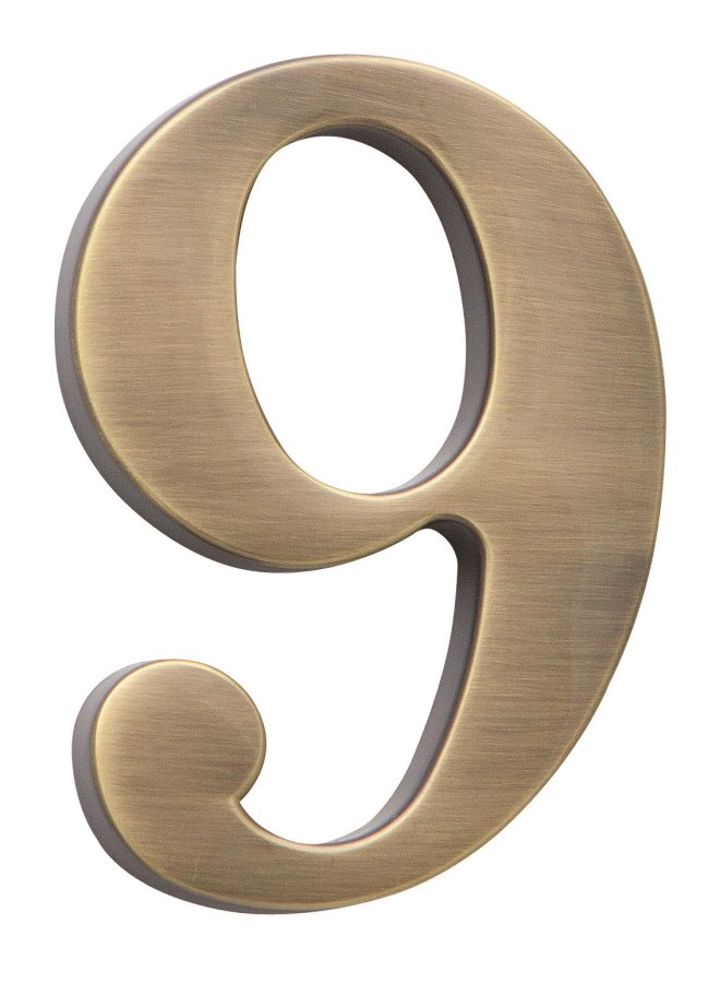 Číslice "9" výška 5 cm zlatá olv Číslice "9" výška 5 cm zlatá olv - Kliky, okenní a dveřní kování, panty Kování domovní a doplňky Číslice, písmena
