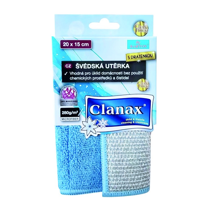 Utěrka švédská s drátěnkou 20x15 cm modrá - Pomůcky ochranné a úklidové Pomůcky úklidové Hadry, utěrky, houbičky