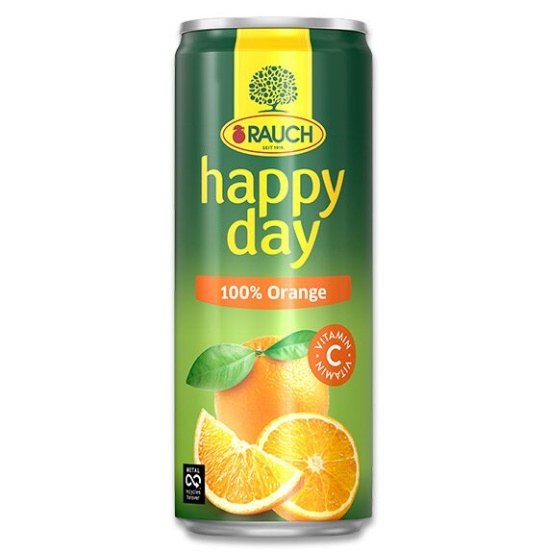 Džus 100% pomeranč 0,33 l Happy day plechovka Džus 100% pomeranč 0,33 l Happy day plechovka - Delikatesy, dárky Káva, čaj, nealkoholické nápoje