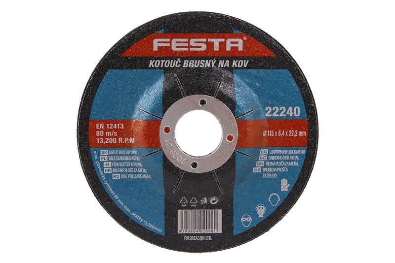 Kotouč řezací na kov 115 x 6,4 x 22,2 mm FESTA Kotouč řezací na kov 115 x 6,4 x 22,2 mm FESTA - Brusivo, vrtáky, závitořezy, kartáče Brusné a řezací materiály Kotouče řezací