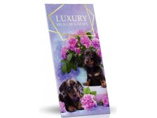 Čokoláda mléčná s mandlemi a malinami 175 g (pejsek) LUXURY