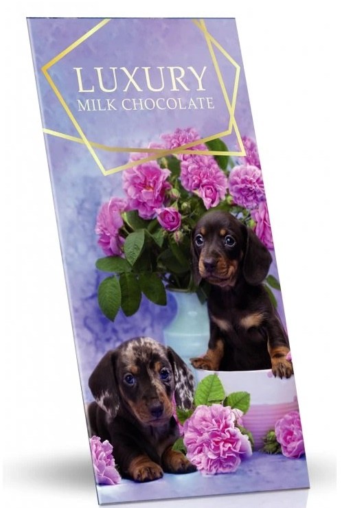Čokoláda mléčná s mandlemi a malinami 175 g (pejsek) LUXURY Čokoláda mléčná s mandlemi a malinami 175 g (pejsek) LUXURY - Delikatesy, dárky Čokolády, bonbony, sladkosti