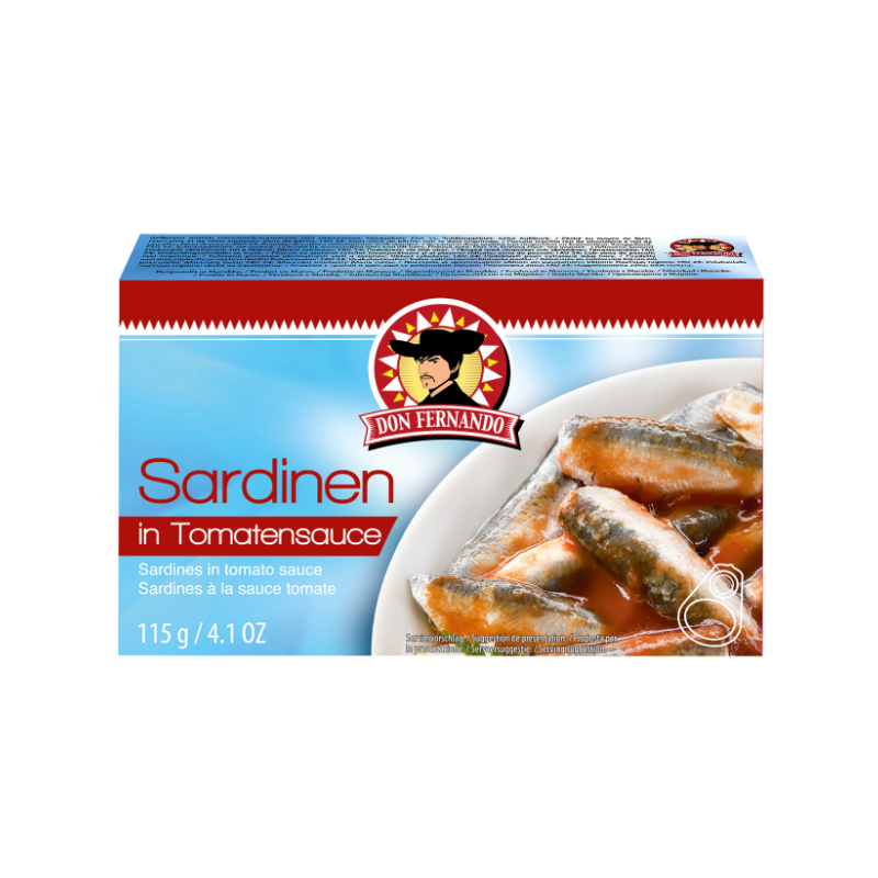 Sardinky v rajčatové omáčce 115 g Don Fernando Sardinky v rajčatové omáčce 115 g Don Fernando - Delikatesy, dárky Delikatesy