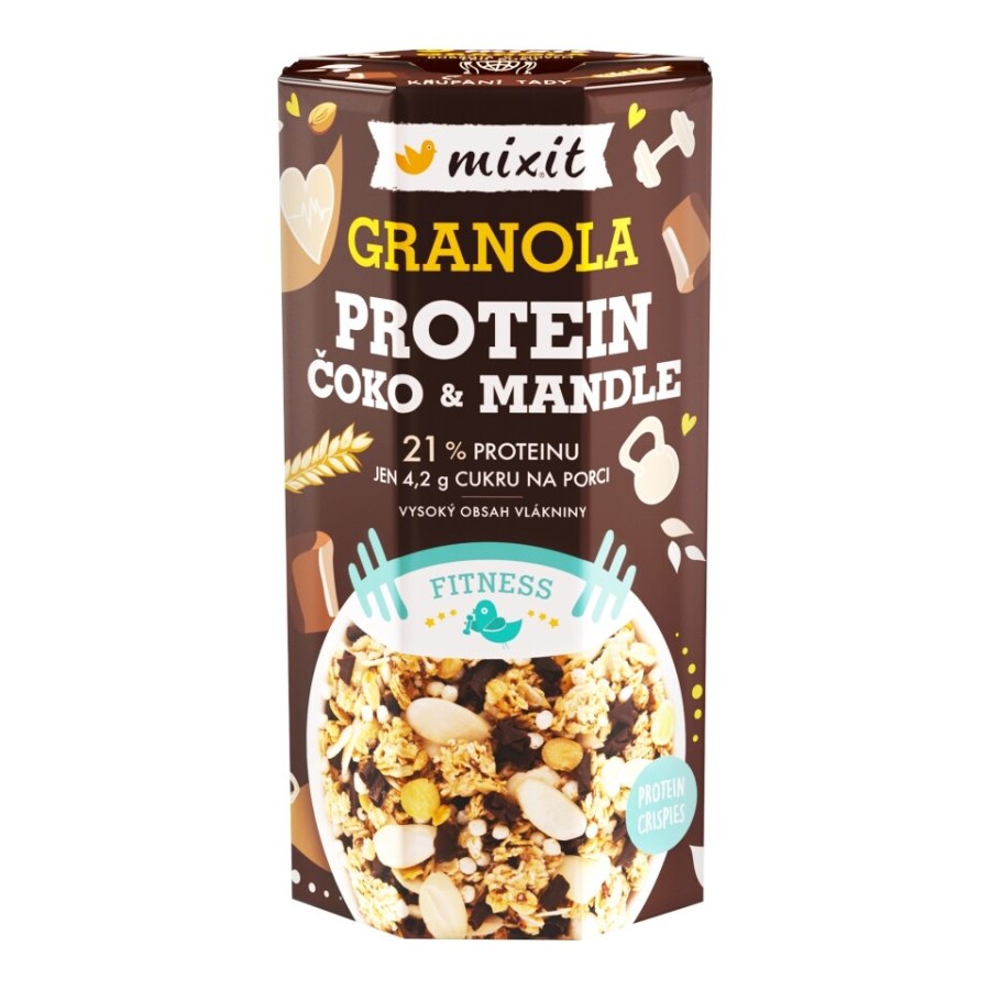 Müsli a granola - Čokoláda a mandle, proteinová 450 g MIXIT Müsli a granola - Čokoláda a mandle, proteinová 450 g MIXIT - Delikatesy, dárky Delikatesy