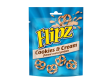Preclíky polité polevou s příchutí cookies a krému 90 g Flipz