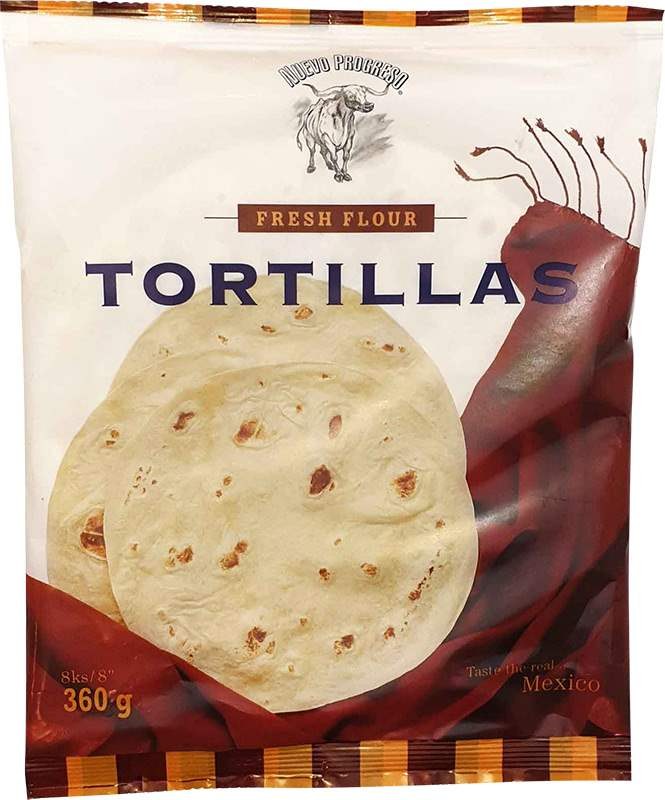 Tortilly z pšeničné mouky flour 20 cm 8 ks natur