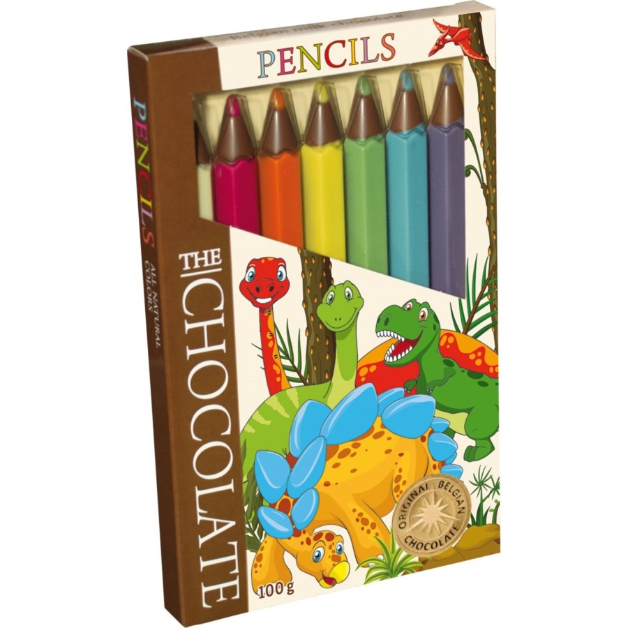 Pastelky z belgické mléčné čokolády 100 g DINOSAUŘI Pastelky z belgické mléčné čokolády 100 g DINOSAUŘI - Delikatesy, dárky Čokolády, bonbony, sladkosti