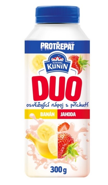 Nápoj osvěžující s příchutí jahody a banánu 300 g KUNÍN DUO Nápoj osvěžující s příchutí jahody a banánu 300 g KUNÍN DUO - Delikatesy, dárky Ostatní delikatesy
