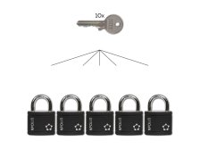Zámek visací ocelový RV.APOLLO.35.CRN černý, sada 5 ks na společný uzávěr - SU