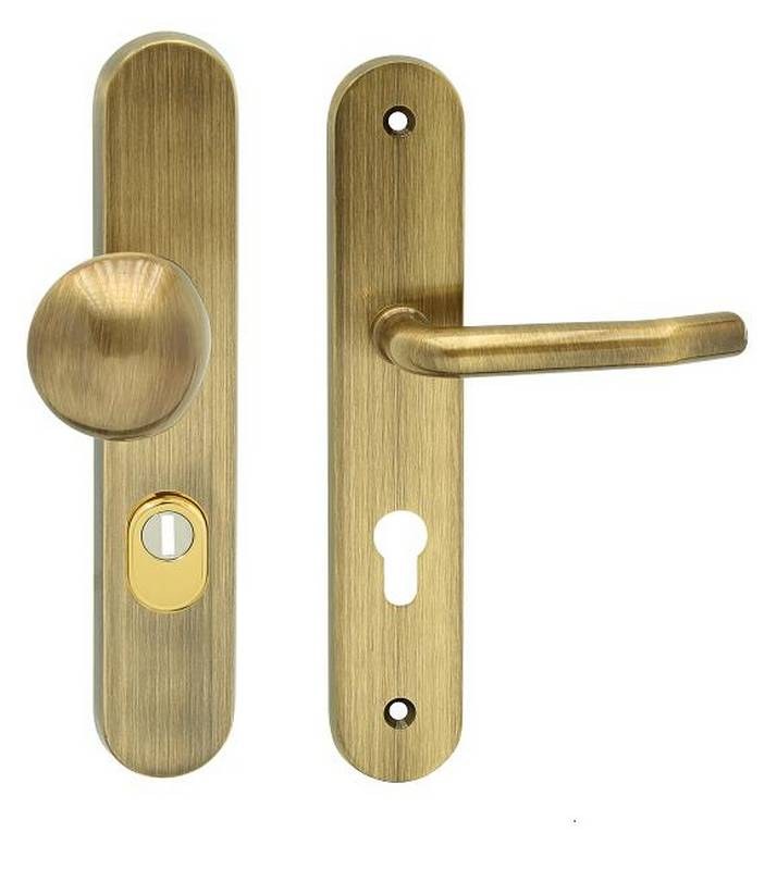 Kování bezpečnostní TITAN klika/knoflík 90 mm vložka LEVÁ bronz OFS s překrytím - Kliky, okenní a dveřní kování, panty Kování dveřní Kování dveřní bezpečnostní, ochranné