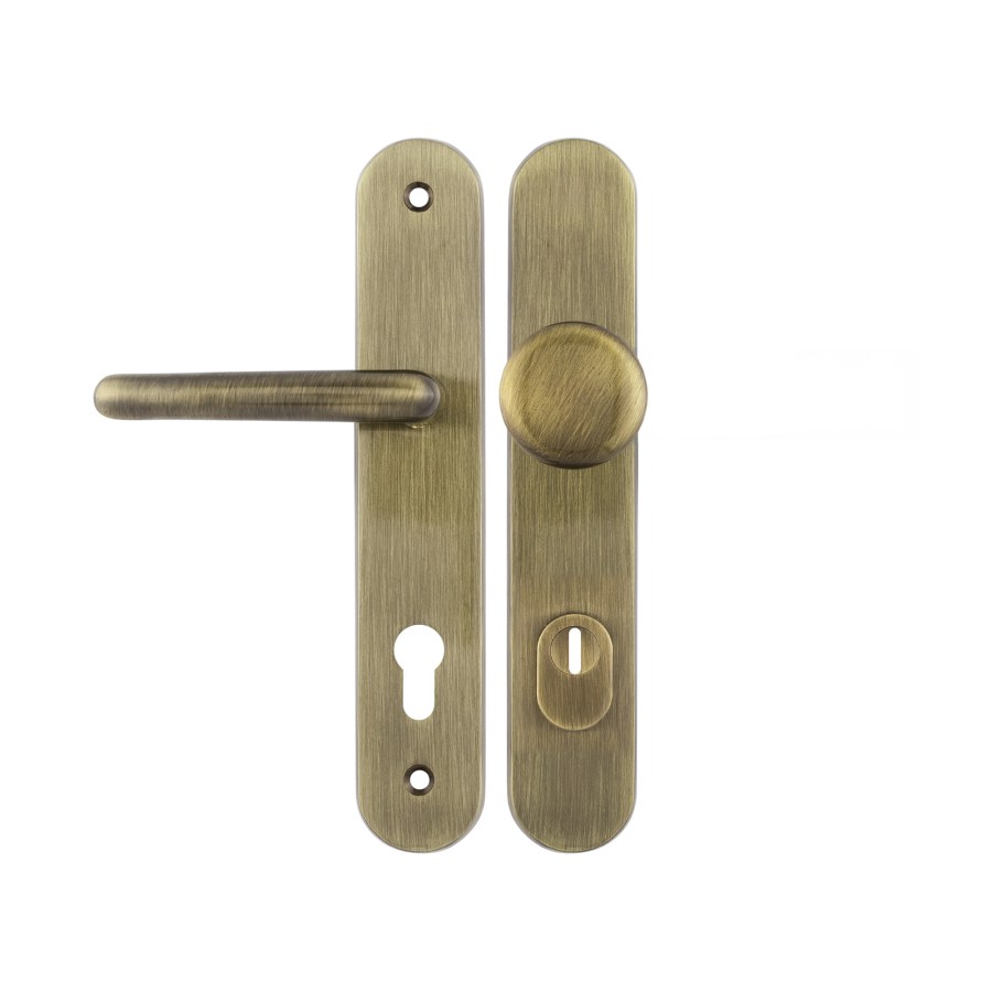 Kování bezpečnostní SVEVA klika/knoflík 90 mm vložka LEVÁ bronz česaný OFS s překrytím - Kliky, okenní a dveřní kování, panty Kování dveřní Kování dveřní bezpečnostní, ochranné