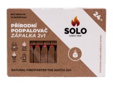 Podpalovač SOLO Zápalka 2 v 1, dřevitý, škrtátko, 24 ks