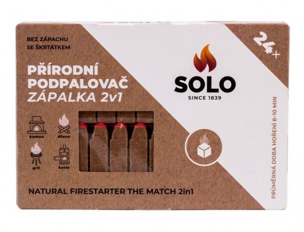 Podpalovač SOLO Zápalka 2 v 1, dřevitý, škrtátko, 24 ks Podpalovač SOLO Zápalka 2 v 1, dřevitý, škrtátko, 24 ks - Vybavení pro dům a domácnost Grily, krby, kamna a příslušenství