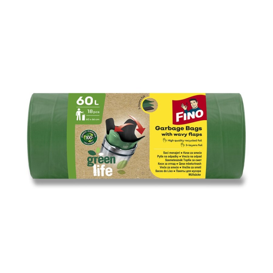 Pytle na odpadky FINO LD Pytle Green Life zatahovací 60 l, 18 ks, 27mi Pytle na odpadky FINO LD Pytle Green Life zatahovací 60 l, 18 ks, 27mi - Zednické nářadí, zahrada, nádoby Obaly, plachty, folie, pytle