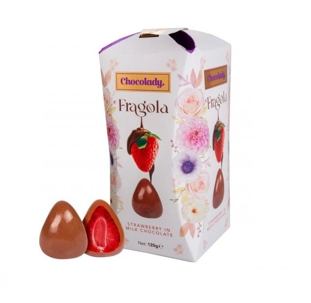 Jahody lyofilizované v mléčné čokoládě Fragola 120 g CHOCOLADY - Delikatesy, dárky Čokolády, bonbony, sladkosti