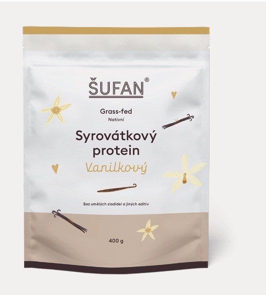 Protein syrovátkový vanilkový 400 g ŠUFAN Protein syrovátkový vanilkový 400 g ŠUFAN - Delikatesy, dárky Káva, čaj, nealkoholické nápoje