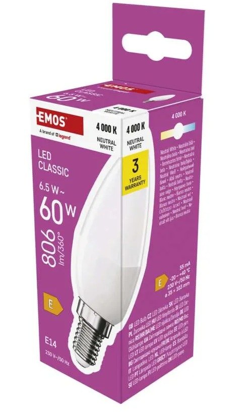 Žárovka LED ZQ3E43 CLS CANDLE 6,5 W (60 W), 806 lm, E14 NW Žárovka LED ZQ3E43 CLS CANDLE 6,5 W (60 W), 806 lm, E14 NW - Vybavení pro dům a domácnost Svítilny, žárovky, elektrické přísl.