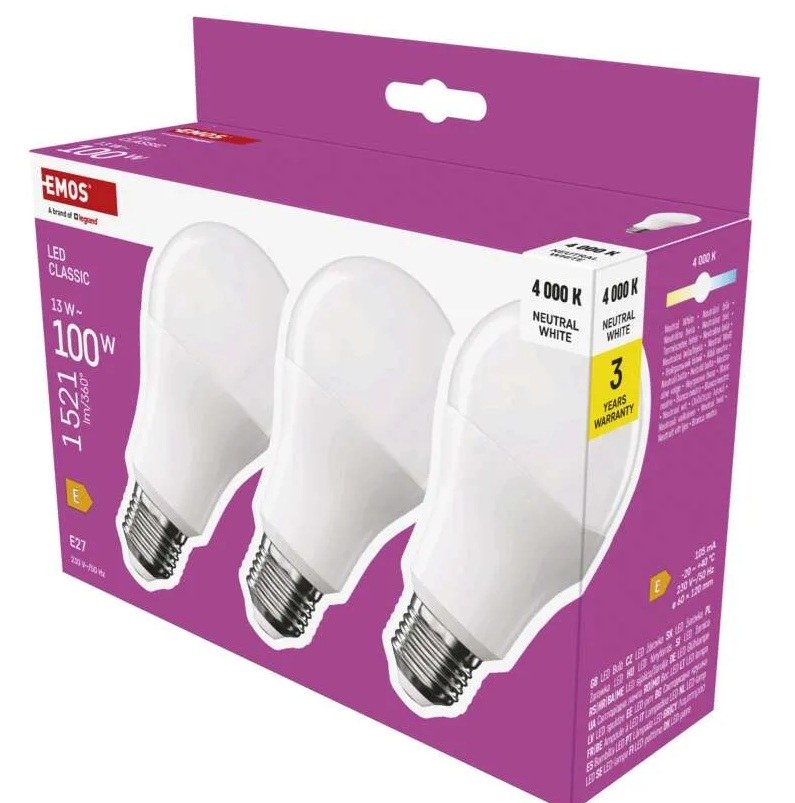 Žárovka LED ZQ5E63.3 CLS A60 13 W (100 W) 1521 lm sada 3 ks Žárovka LED ZQ5E63.3 CLS A60 13 W (100 W) 1521 lm sada 3 ks - Vybavení pro dům a domácnost Svítilny, žárovky, elektrické přísl.