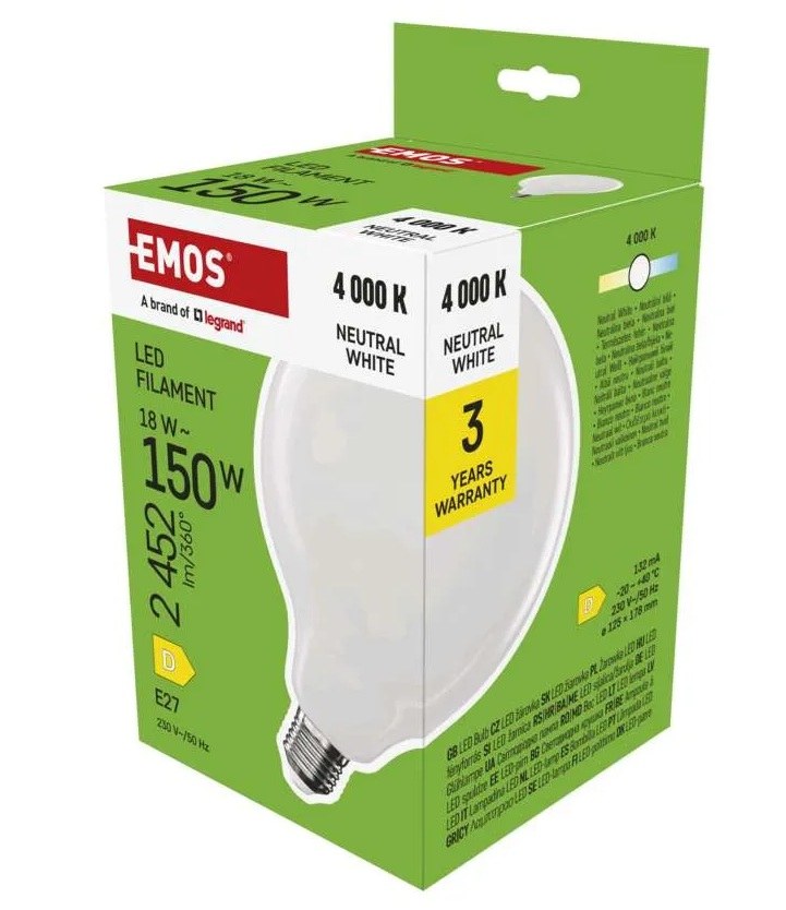 Žárovka LED ZF2D83 FLM G125 GLOBE 18 W (150 W) 2452 lm E27 NW ML Žárovka LED ZF2D83 FLM G125 GLOBE 18 W (150 W) 2452 lm E27 NW ML - Vybavení pro dům a domácnost Svítilny, žárovky, elektrické přísl.