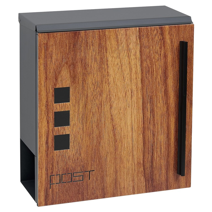 Schránka poštovní ocelová BK.501.GW.WO s okénky antracit matná s potiskem dřeva - Vybavení pro dům a domácnost Schránky, pokladny, skříňky Schránky poštovní, vhozy, přísl.