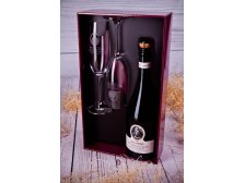 Kazeta dárková Bordó + 2 skleničky na sekt 220 ml s logem ŠSV + brut sekt 0,75 l