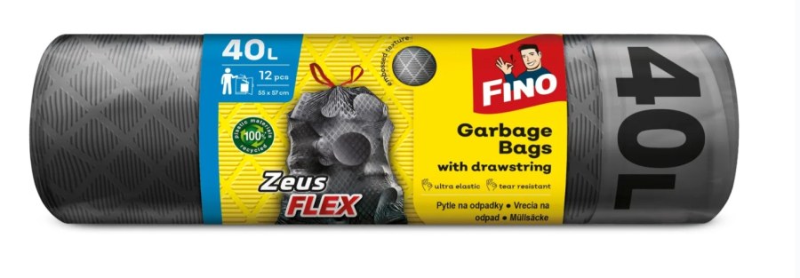 Pytle na odpadky FINO FLEX Zeus zatahovací 40 l role=12 ks, ultra elastické, černé Pytle na odpadky FINO FLEX Zeus zatahovací 40 l role=12 ks, ultra elastické, černé